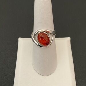 Vintage Baltic Amber 925 Sterling Silver Ring